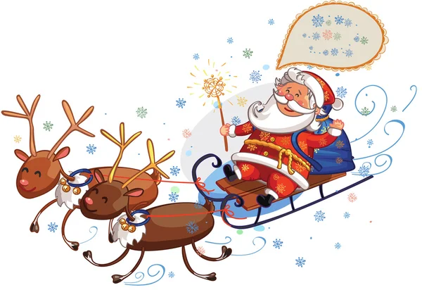 Santa claus rendieren slee — Stockvector