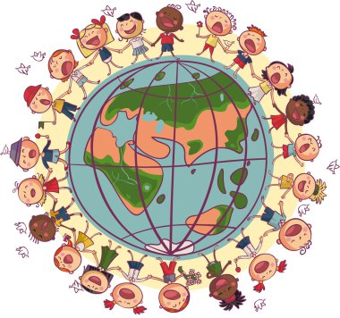 Kids around world clipart