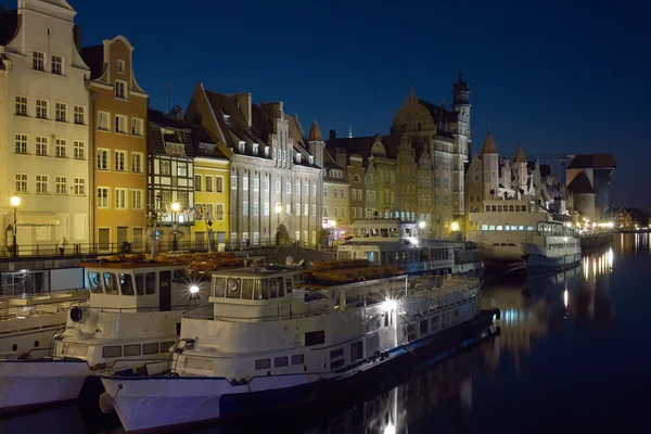Motlawa Nehri, gdansk, gece. — Stok fotoğraf