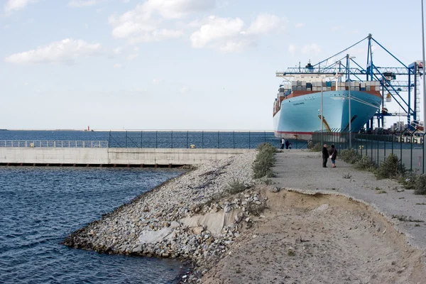 Nave container Eleonora Maersk a Danzica Polonia — Foto Stock