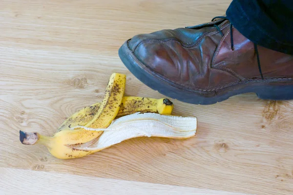 Ooops, banana skin. — Stock Photo, Image