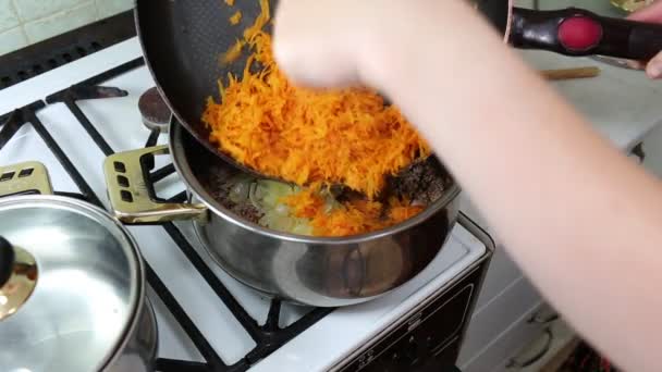 Voorbereiding van lasagne. — Stockvideo