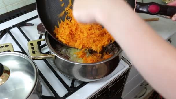 Herstellung von Lasagne. — Stockvideo