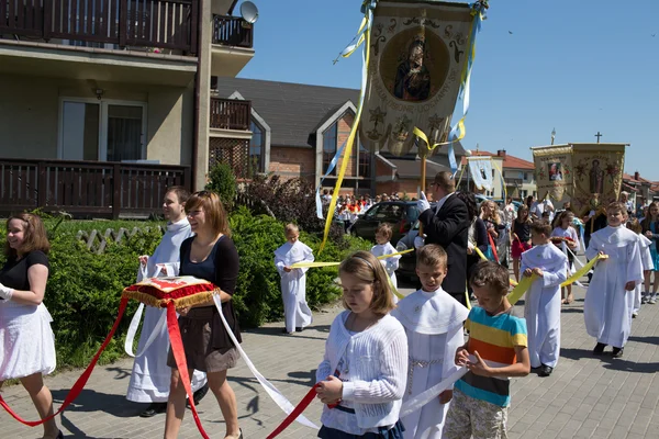 Religiös procession på corpus christi dag. — Stockfoto