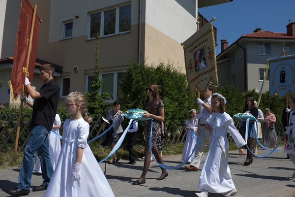 Religieuze processie op corpus christi dag. — Stockfoto