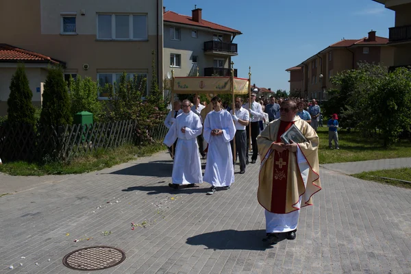 Religieuze processie op corpus christi dag. — Stockfoto