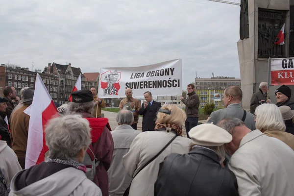 Manifestação da Liga de Defesa da Soberania em Gdansk . — Fotografia de Stock