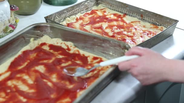 Pizza casa em condições polonesas . — Vídeo de Stock