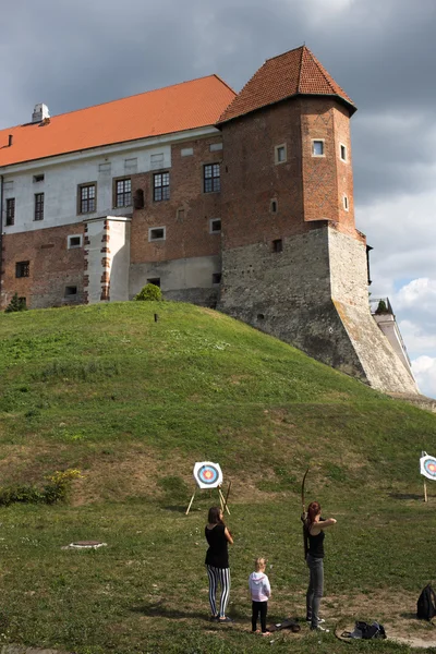 Praticare tiro con l'arco al castello . — Foto Stock