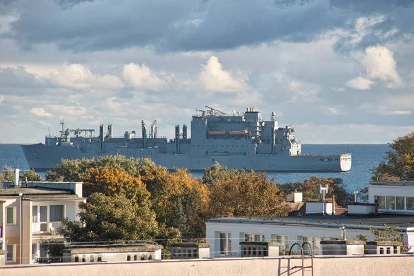 Morgenochtend Het Schip Oostzee Golf Van Gdansk Schip Ingang Naar — Stockfoto