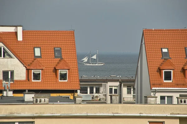 Morning Vessel Baltic Sea Gulf Gdansk Ship Entrance Port Gdansk — Stock Photo, Image