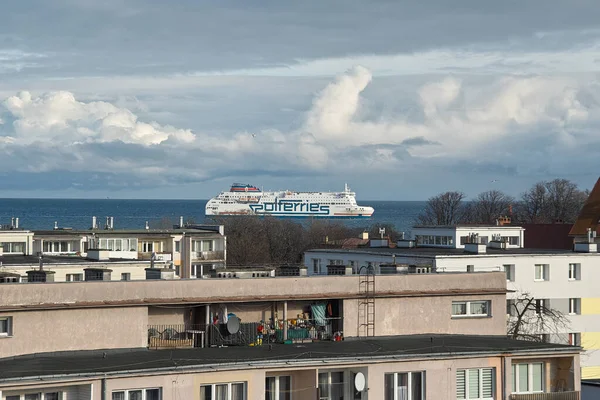 Ses Morgon Bitti Fartygets Ingång Till Hamnen Gdansk Brzezno Östersjön — Stockfoto