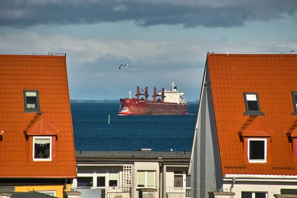 Fartygets Ingång Till Hamnen Gdanskbukten Östersjön Polen Europa — Stockfoto