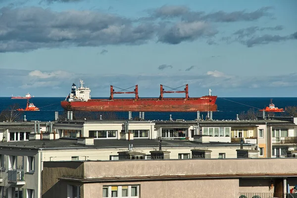 Schip Ingang Naar Haven Golf Van Gdansk Oostzee Polen Europa — Stockfoto