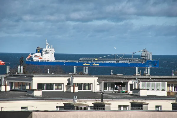 Morgens Die Schiffseinfahrt Den Hafen Danzig Brzezno Ostsee Golf Von — Stockfoto