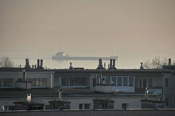 Morgens Die Schiffseinfahrt Den Hafen Danzig Brzezno Ostsee Golf Von — Stockfoto