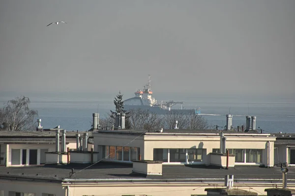 Morgens Die Schiffseinfahrt Den Hafen Danzig Brzezno Ostsee Golf Von — Stockfoto