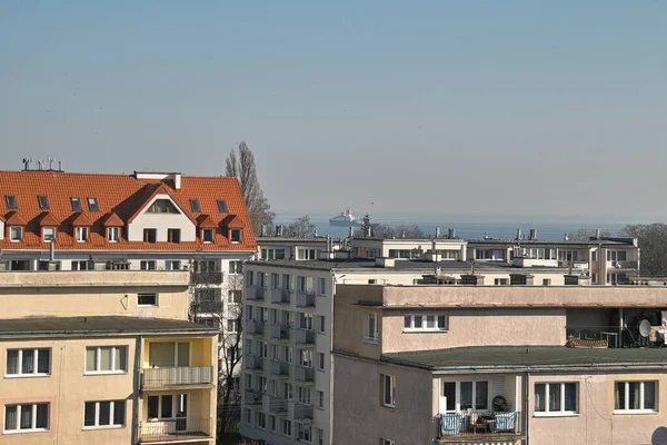 Sabah Görüşürüz Limanın Gemi Girişi Gdansk Brzezno Baltık Denizi Gdansk — Stok fotoğraf