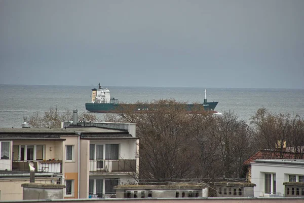 Samego Rana Wejście Portu Gdańsk Brzezno Morze Bałtyckie Zatoka Gdańska — Zdjęcie stockowe