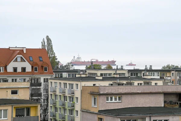 Mattinata Ingresso Della Nave Porto Danzica Brzezno Mar Baltico Golfo — Foto Stock