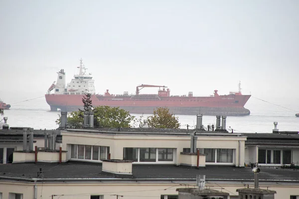 Mattinata Ingresso Della Nave Porto Danzica Brzezno Mar Baltico Golfo — Foto Stock