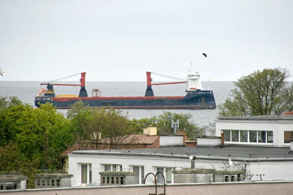 Morning Vessel Entrance Port Gdansk Brzezno Baltic Sea Gulf Gdansk — Stock Photo, Image