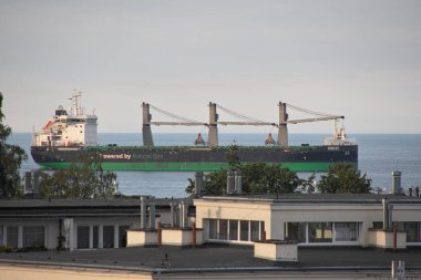 Sabah görüşürüz. Limanın gemi girişi. Gdansk Brzezno, Baltık Denizi. Gdansk Körfezi, Polonya.