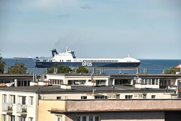 Mattinata Ingresso Della Nave Porto Danzica Brzezno Mar Baltico Golfo — Foto Stock