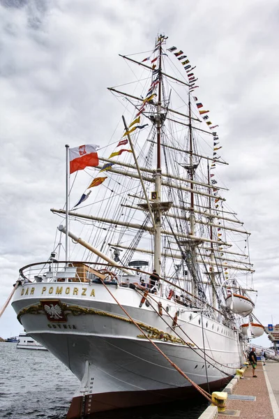 Navio Navegação Polaco Dar Pomorza Mar Báltico Gdynia Polónia — Fotografia de Stock