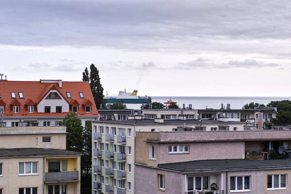 Die Schiffseinfahrt Den Hafen Danzig Brzezno Ostsee Golf Von Danzig — Stockfoto