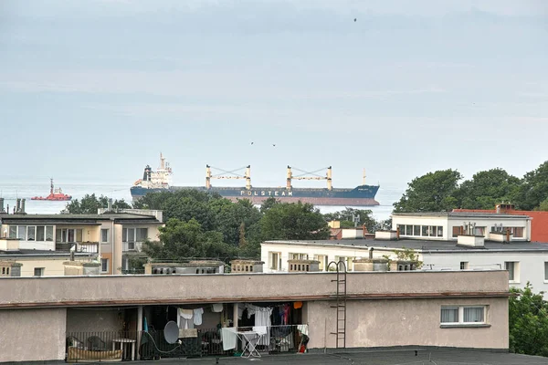Sabah Görüşürüz Limanın Gemi Girişi Gdansk Brzezno Baltık Denizi Gdansk — Stok fotoğraf