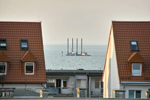 Pagi Hari Pintu Masuk Kapal Pelabuhan Gdansk Brzezno Laut Baltik — Stok Foto