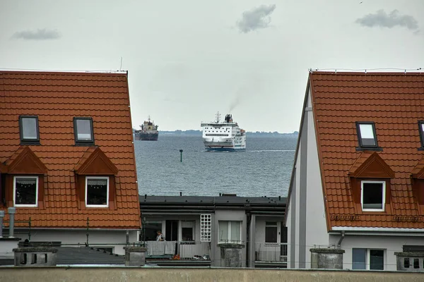 Mattinata Ingresso Della Nave Porto Danzica Brzezno Mar Baltico Golfo — Foto Stock