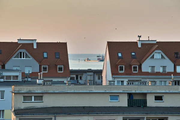 Wejście Statek Towarowy Portu Zatoka Gdańska Morze Bałtyckie Gdańsk Polska — Zdjęcie stockowe