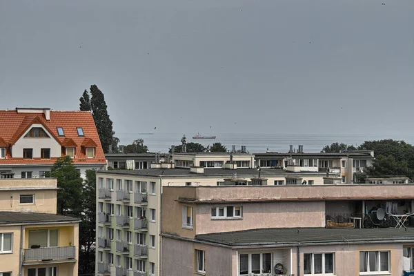 Kargo Gemisi Limana Giriş Yaptı Gdansk Körfezi Baltık Denizi Gdansk — Stok fotoğraf