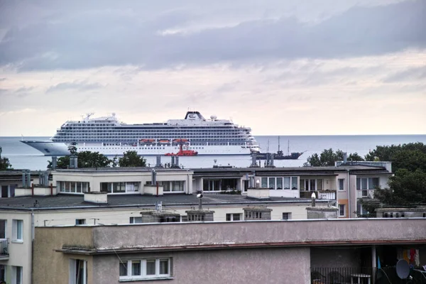 아침에 입구에 배에요 발트해의 그단스크 폴란드 그단스크만 — 스톡 사진