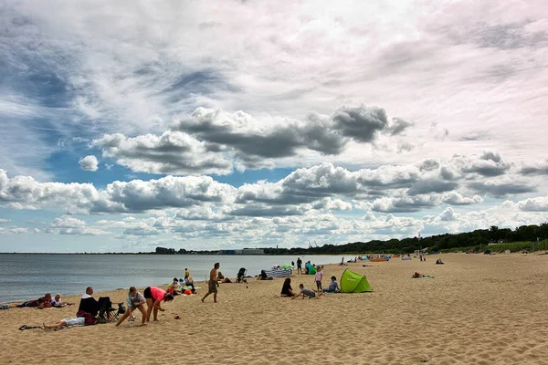 Holiday Rest Beach Gulf Gdansk Baltic Sea Poland Europe — Foto de Stock
