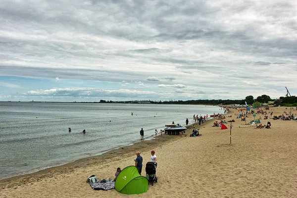 Holiday Rest Beach Gulf Gdansk Baltic Sea Poland Europe — Stockfoto