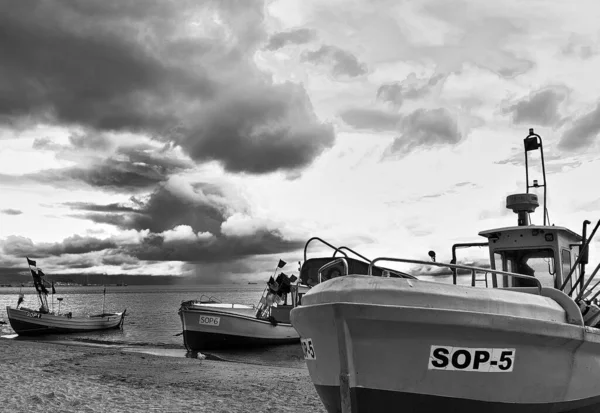 Рибний Човен Пляжі Сопот Польща Ґданська Затока Балтійське Море Європа — стокове фото