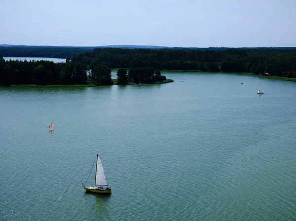 Vista Aérea Wdzydze Landscape Park Parque Paisagístico Kashubian Kaszuby Wdzydze — Fotografia de Stock