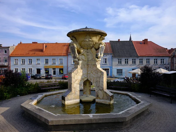Piazza Del Mercato Vecchie Case Abitazione Una Piccola Città Skarszewy — Foto Stock