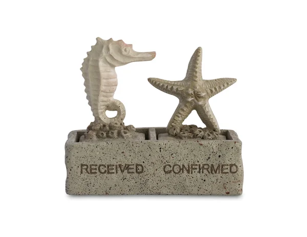 Estampille caoutchouc sculpture hippocampe et étoile de mer — Photo
