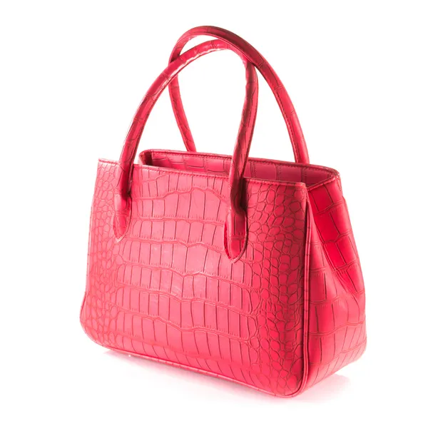 Sac en cuir de crocodile artificiel rouge — Photo