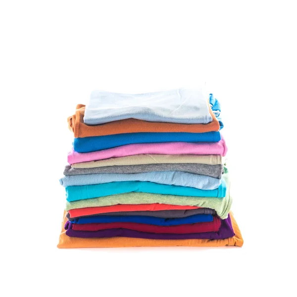 Stos złożone bawełniane ubrania — Zdjęcie stockowe