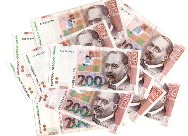 Croatian Kuna banknotes HRK layed out Royalty Free Stock Photos