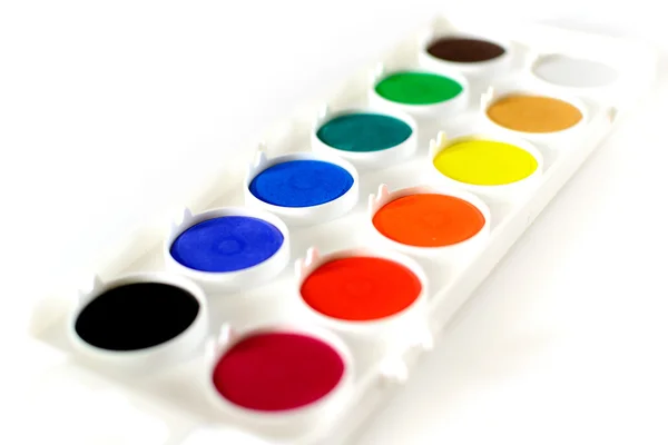 Watercolor palette viewed from side — Stock Photo, Image