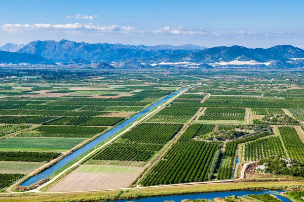 Fertile valley with crop fields — Stock Photo, Image