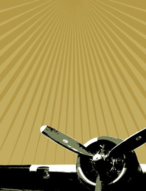 Retro tasarlanmış poster uçağın ön çizim ile