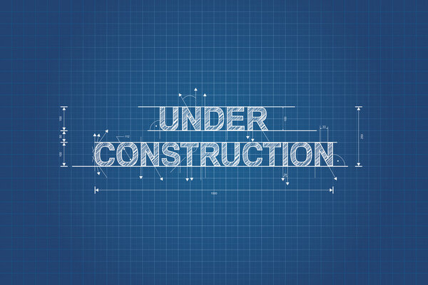Under construction blueprint, technical drawing, scribble style