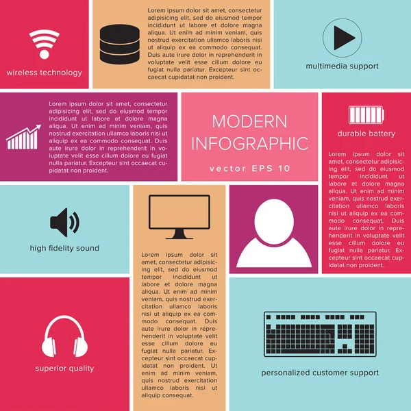 Infographic kareler şablonu özel içerik için bir yer. Vect